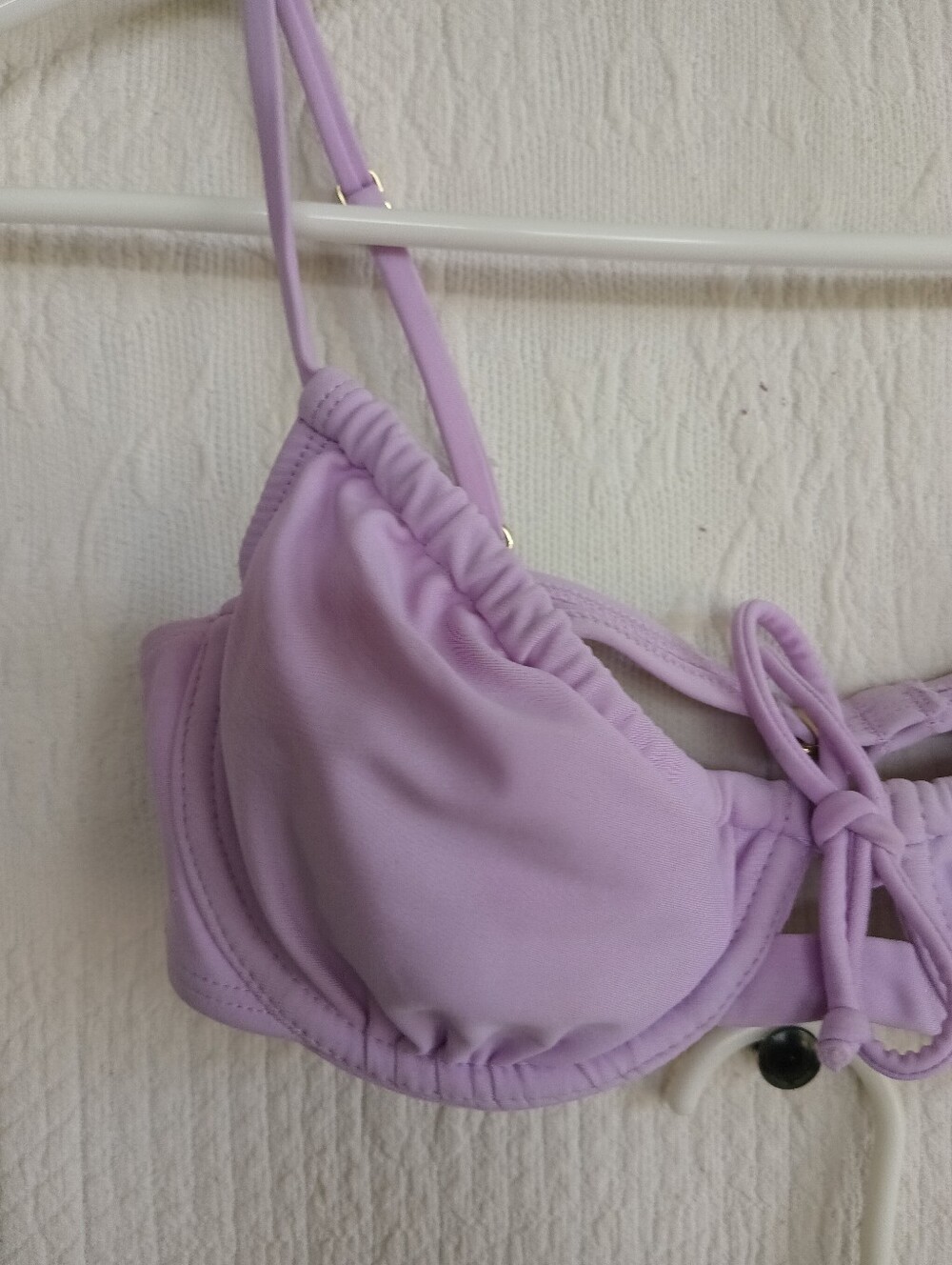 Kona Sol Lilac Tie-Front Bikini Ruched High Waist Underwire Tropical Flowers MED - Picture 4 of 15